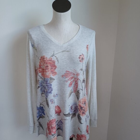 Soft Surroundings Pullover Floral Ribbed Knit Size Medium - Picture 6 of 16
